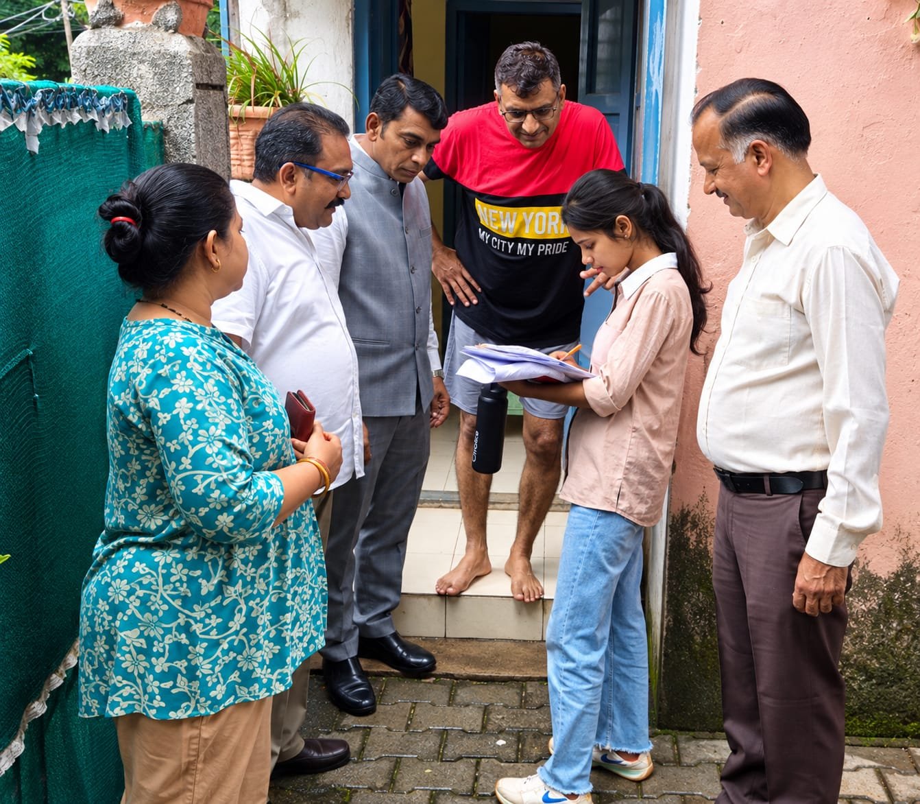 Team coordinating around collected field data